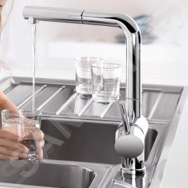 Blanco Linus S-F - Mitigeur d’évier avec douchette extractible, à basculer sous la fenêtre, chrome 514023