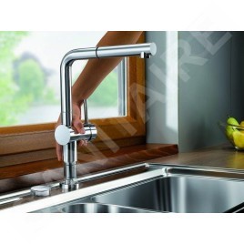 Blanco Linus S-F - Mitigeur d’évier avec douchette extractible, à basculer sous la fenêtre, chrome 514023