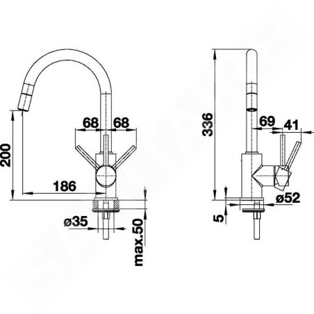 Blanco Mida S - Robinetterie d’évier avec douchette extractible, anthracite/chrome 521455