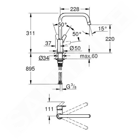 Grohe QuickFix Start - Mitigeur d'évier, rabattable, chrome 30630000