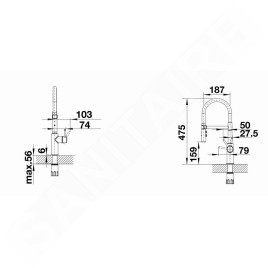 Blanco Catris S - Mitigeur d'évier avec bras flexible et douchette, noir / inox 525792