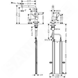 Hansgrohe M54 - Mitigeur d'évier Talis avec bec extractible, sBox, chrome 72809000