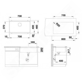 Blanco Etagon 700 - Évier en silgranit, 730x460 mm, avec rails, anthracite 525167