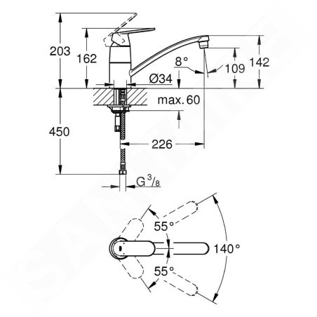 Grohe Eurosmart Cosmopolitan - Mitigeur d’évier, chrome 32842000