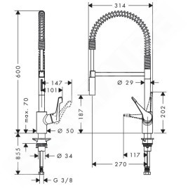 Hansgrohe Cento - Mitigeur d'évier XXL, Semi-Pro avec bras flexible, EcoSmart, chrome 14806000