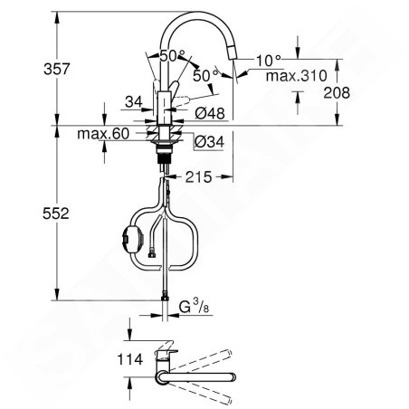 Grohe Start Curve - Mitigeur d’évier avec bec extractible, chrome 30562000