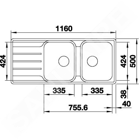 Blanco Lemis 8 - Évier, 1160x500 mm, inox brossé 523036