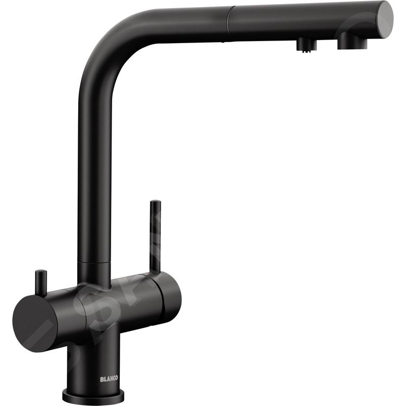 Blanco Fontas S II - Mitigeur d'évier avec bec extractible et fonction filtrante, noir mat 526672