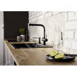 Blanco Fontas S II - Mitigeur d'évier avec bec extractible et fonction filtrante, noir mat 526672