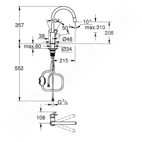 Grohe Start Loop - Mitigeur d’évier avec bec extractible, chrome 30556000