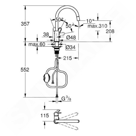 Grohe Start Flow - Mitigeur d’évier avec bec extractible, chrome 30569000
