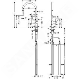 Hansgrohe M54 - Mitigeur d'évier Talis avec douchette extractible, sBox, chrome 72801000