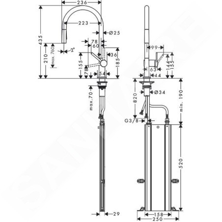 Hansgrohe M54 - Mitigeur d'évier Talis avec douchette extractible, sBox, chrome 72801000