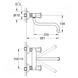 Grohe Costa - Mitigeur d’évier mural, chrome 31187001
