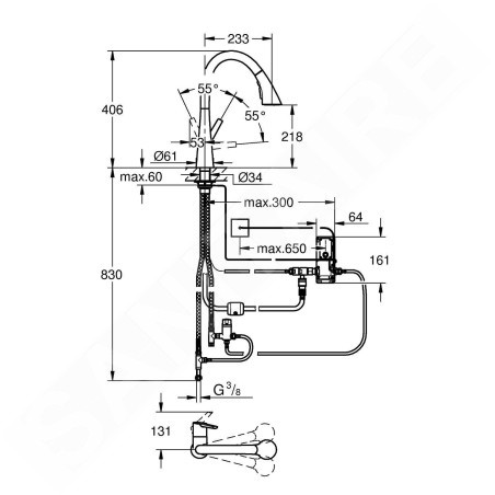Grohe ZedraTouch - Mitigeur électronique d'évier avec douchette extractible, chrome 30219002