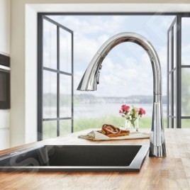 Grohe ZedraTouch - Mitigeur électronique d'évier avec douchette extractible, chrome 30219002