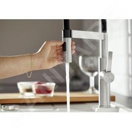 Blanco Sonea S - Mitigeur d'évier avec bras et douche flexibles, inox brossé 526616
