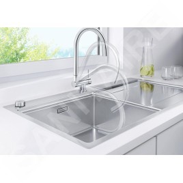 Blanco Coressa F - Robinetterie d’évier pour montage devant fenêtre, chrome 521543