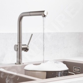 Hansgrohe M54 - Mitigeur d'évier Talis avec bec extractible, sBox, simili inox 72809800