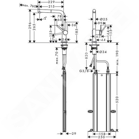 Hansgrohe M54 - Mitigeur d’évier Talis avec douchette extractible, sBox, noir mat 72809670