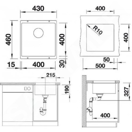 Blanco Subline 400 - Évier en Silgranit, 430x460 mm, InFino, anthracite 523422