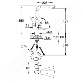 Grohe Zedra - Mitigeur d'évier avec douchette extractible, SmartControl,  chrome 32553002