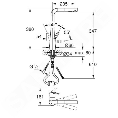 Grohe Zedra - Mitigeur d'évier avec douchette extractible, SmartControl,  chrome 32553002