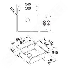 Blanco Claron 500 - Évier, 540x440 mm, Durinox inox 523386
