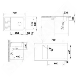 Blanco Elon XL 6 - Évier en silgranit, 780x500 mm, noir 525883