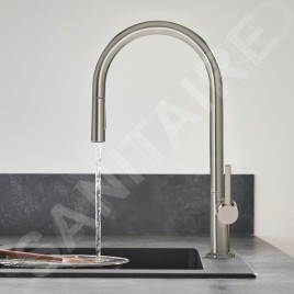 Hansgrohe M54 - Mitigeur d'évier Talis avec douchette extractible, sBox, simili inox 72801800