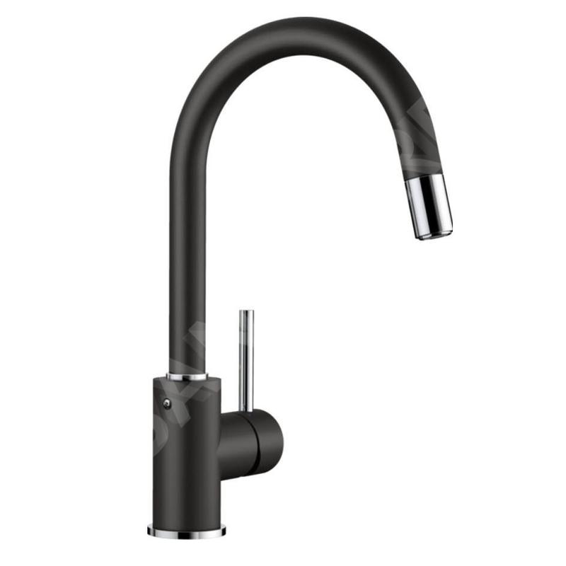 Blanco Mida S - Mitigeur d'évier avec bec extractible, noir / chrome 526146