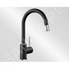 Blanco Mida S - Mitigeur d'évier avec bec extractible, noir / chrome 526146