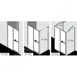 Kermi CADA XS - Porte de douche D2L 135x200 cm, gauche, argent brillant/verre transparent CKD2L13520VPK