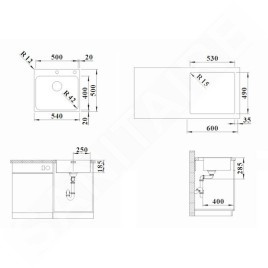 Blanco Solis 500 - Évier 540x500 mm avec commande excentrique PushControl, inox brossé 526124