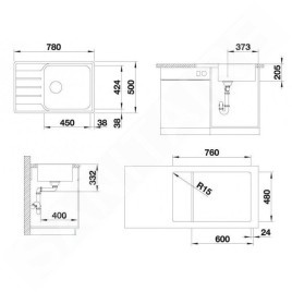 Blanco Lemis XL 6 - Évier, 780x500 mm, inox brossé 525111