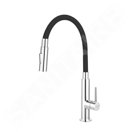 Novaservis Ferro - Mitigeur d'évier avec bras flexible, 2 jets, noir / chrome 70730,0C