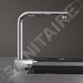 Hansgrohe M81 - Mitigeur d'évier Aquno Select avec bec extractible et jet plat, sBox, chrome 73830000