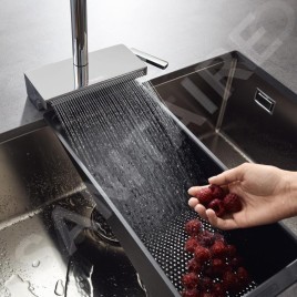Hansgrohe M81 - Mitigeur d'évier Aquno Select avec bec extractible et jet plat, sBox, chrome 73830000