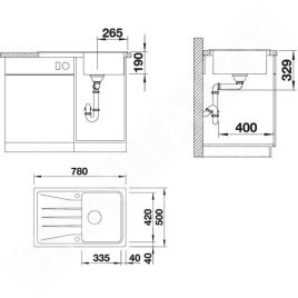 Blanco Sona 45 - Évier en Silgranit, 780x500 mm, anthracite 519662