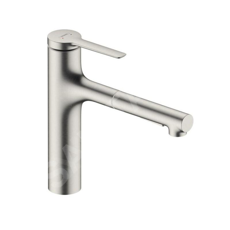 Hansgrohe Zesis M33 - Mitigeur d'évier 160, avec douchette extractible et inverseur, aspect inox 74801800