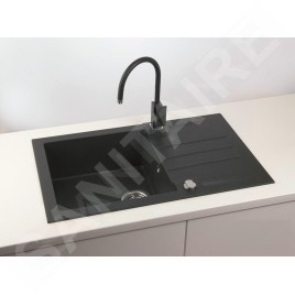 Alveus Rock - Évier en granit 780x480 mm, avec commande de vidage, carbone 1090942