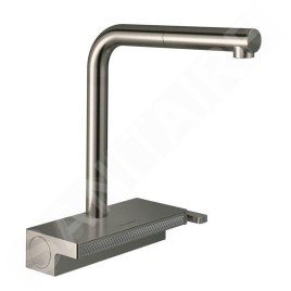 Hansgrohe M81 - Mitigeur d'évier Aquno Select avec bec extractible, 2 jets, aspect acier inox 73836800