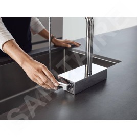 Hansgrohe M81 - Mitigeur d'évier Aquno Select avec bec extractible, 2 jets, aspect acier inox 73836800