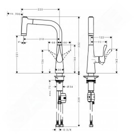 Hansgrohe Metris - Mitigeur d’évier 220 avec douchette extractible, chrome 14834000