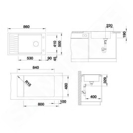 Blanco Elon XL 8 - Évier en Silgranit, 860x500 mm, anthracite 524870