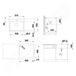 Blanco Lemis 6 - Évier, 615x500 mm, inox brossé 525108