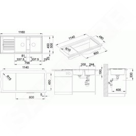 Blanco Zia 8 - Évier en Silgranit, 1160x500 mm, anthracite 515605