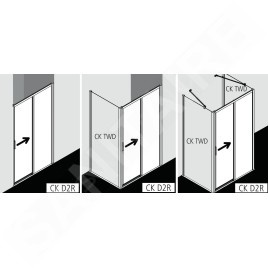 Kermi CADA XS - Porte de douche D2R 140x200 cm, droite, argent brillant/verre transparent CKD2R14020VPK