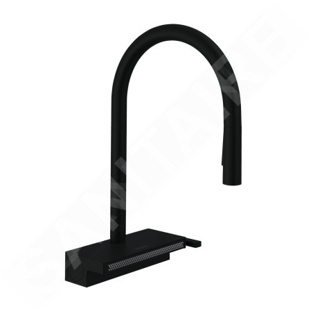 Hansgrohe M81 - Mitigeur d'évier Aquno Select 170 avec douchette extractible et jet plat, sBox, noir mat 73831670