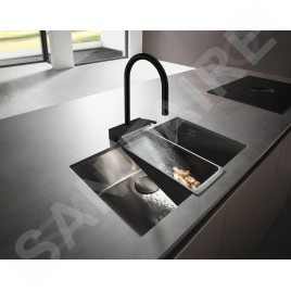 Hansgrohe M81 - Mitigeur d'évier Aquno Select 170 avec douchette extractible et jet plat, sBox, noir mat 73831670